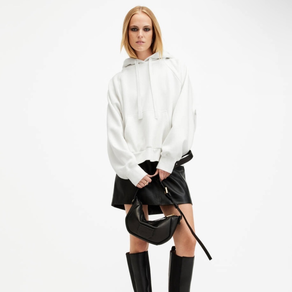 AllSaints Talon Underground Sequin Oversized White Hoodie - Picture 3 of 8